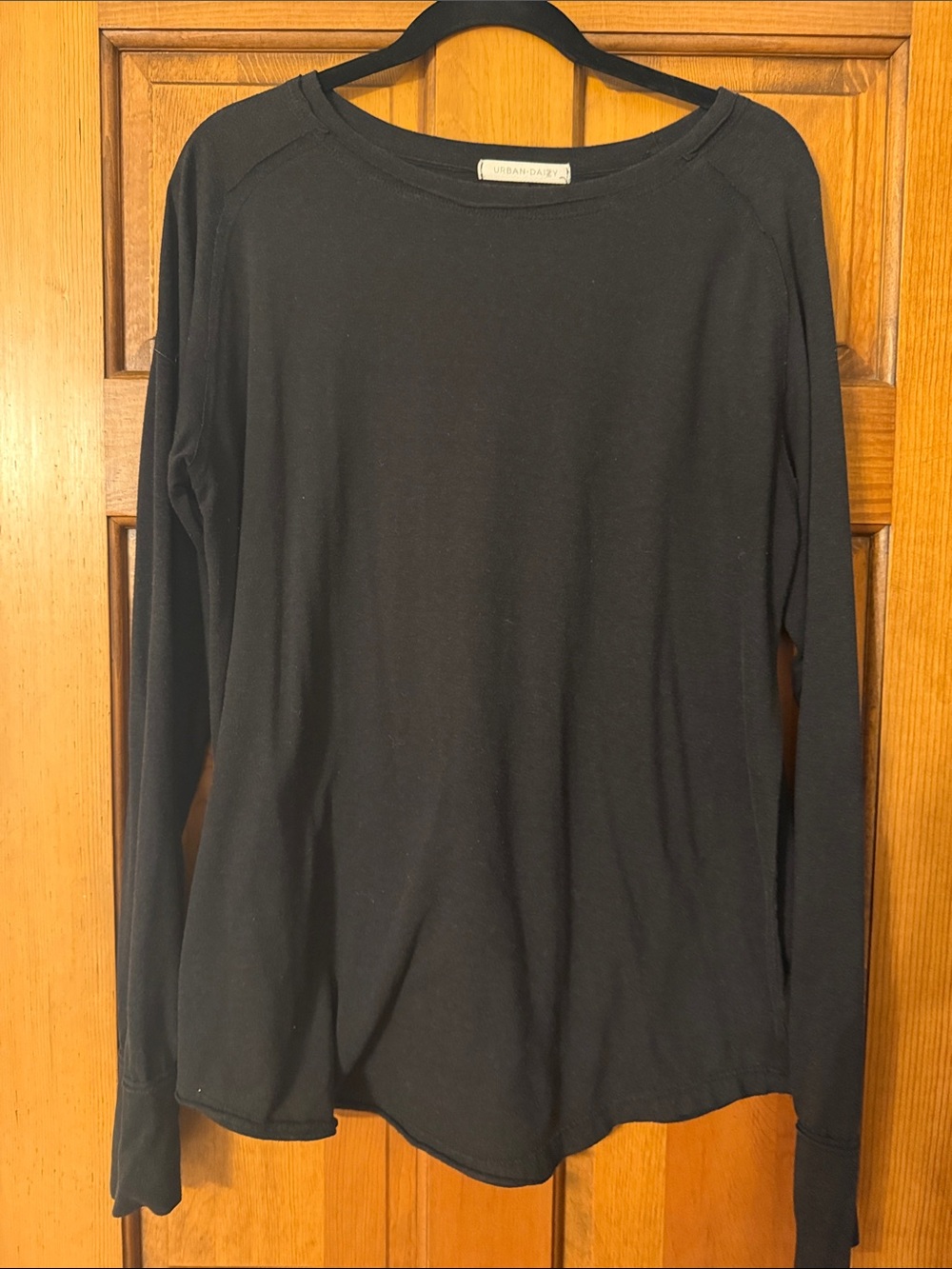 Vince Camuto Black Long-Sleeve Crewneck Top